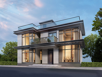 二層現(xiàn)代簡(jiǎn)約別墅外觀(guān)效果圖