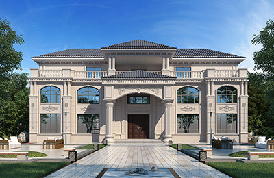 三層歐式豪華別墅外觀(guān)效果圖 有堂屋BZ3669-簡(jiǎn)歐風(fēng)格